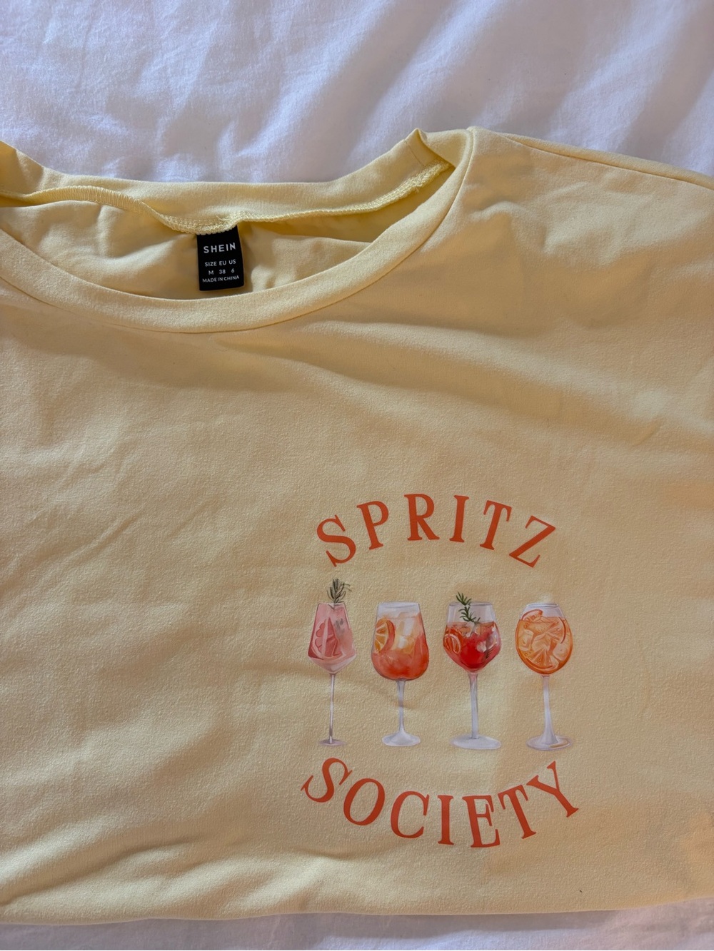 SHEIN Yellow 'Spritz Society' Graphic Tee